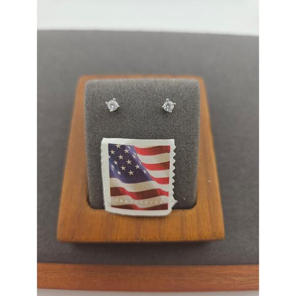 Francesca's Signature Silver CZ Stud Earrings - Picture 4 of 4